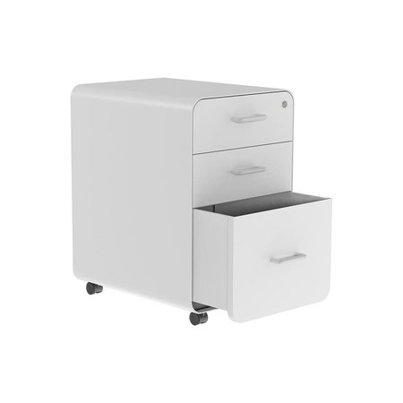 Monoprice Workstream by Rolling Round Corner 3-Drawer File Cabinet_ White 37877